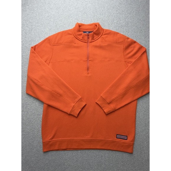 Vineyard Vines Pullover Mens Large Orange Shep Shirt‎ Quarter Zip Sweatshirt